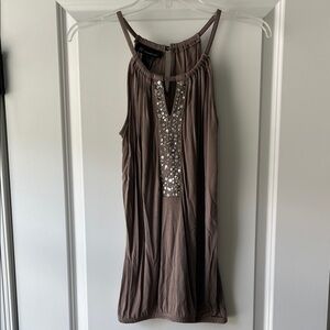 INC International Concepts Brown Sequin Tank Top